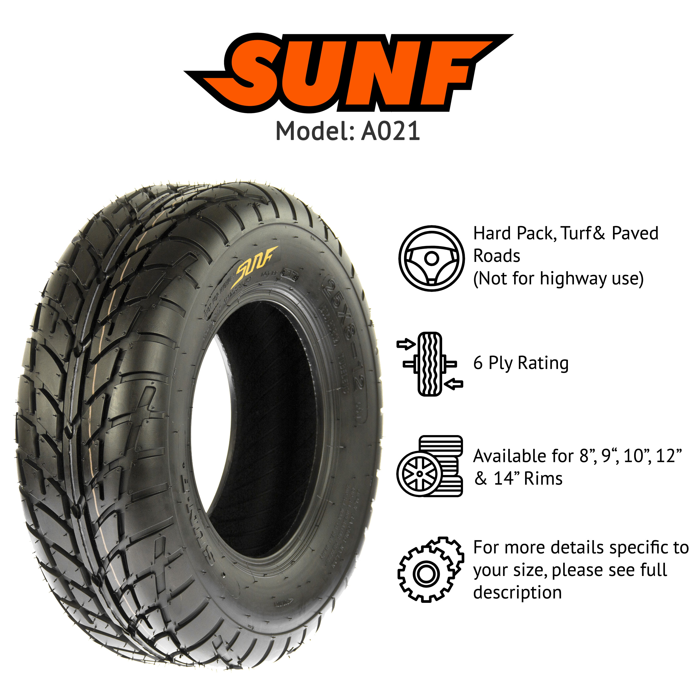 SunF A021 ATV UTV Tubeless Tire [Set of 4] | eBay